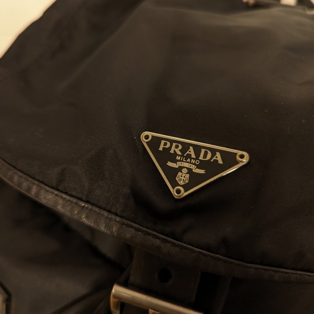 Authentic Prada Nylon Medium Backpack Black 2pock… - image 4